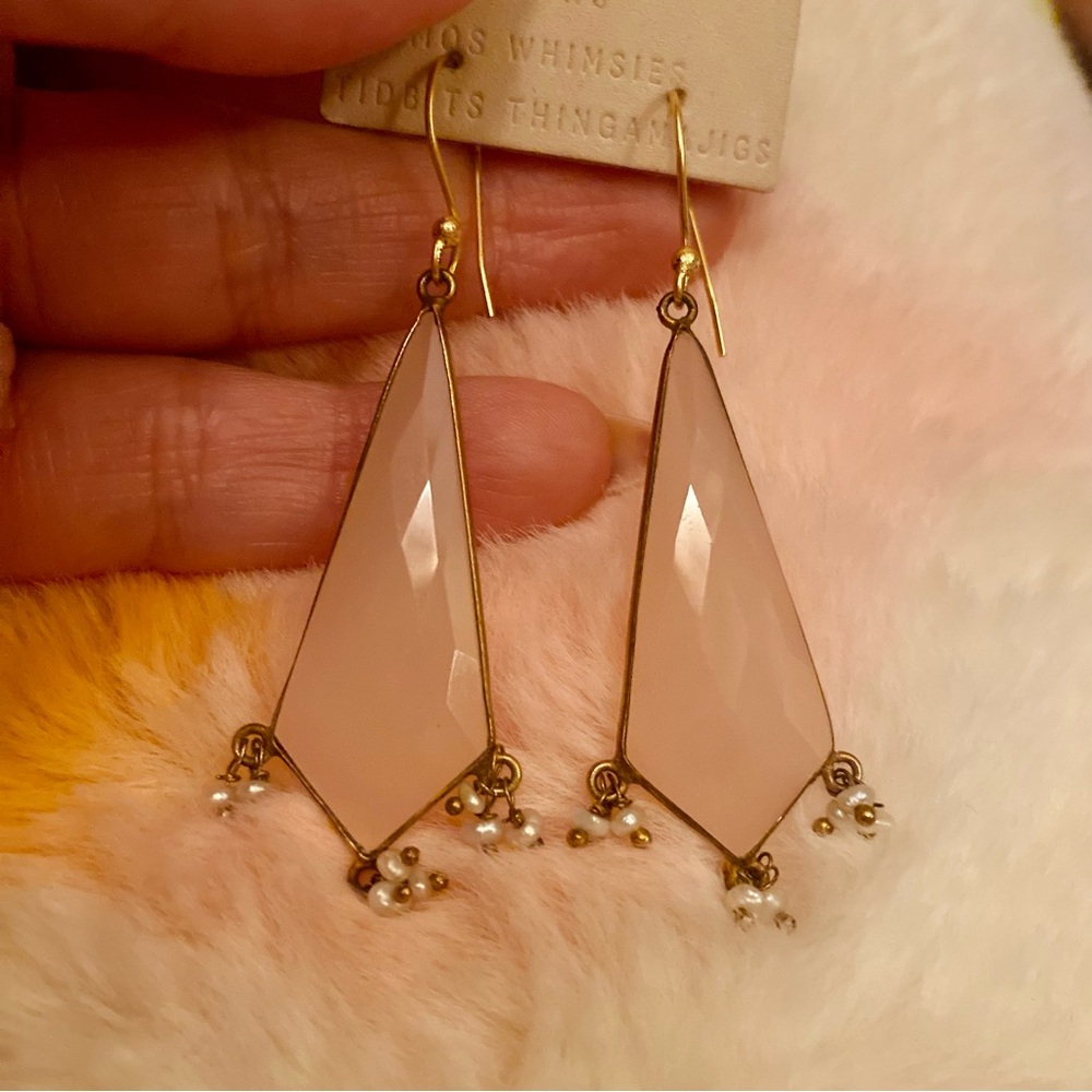 Anthropologie Rose Quartz tEarrings